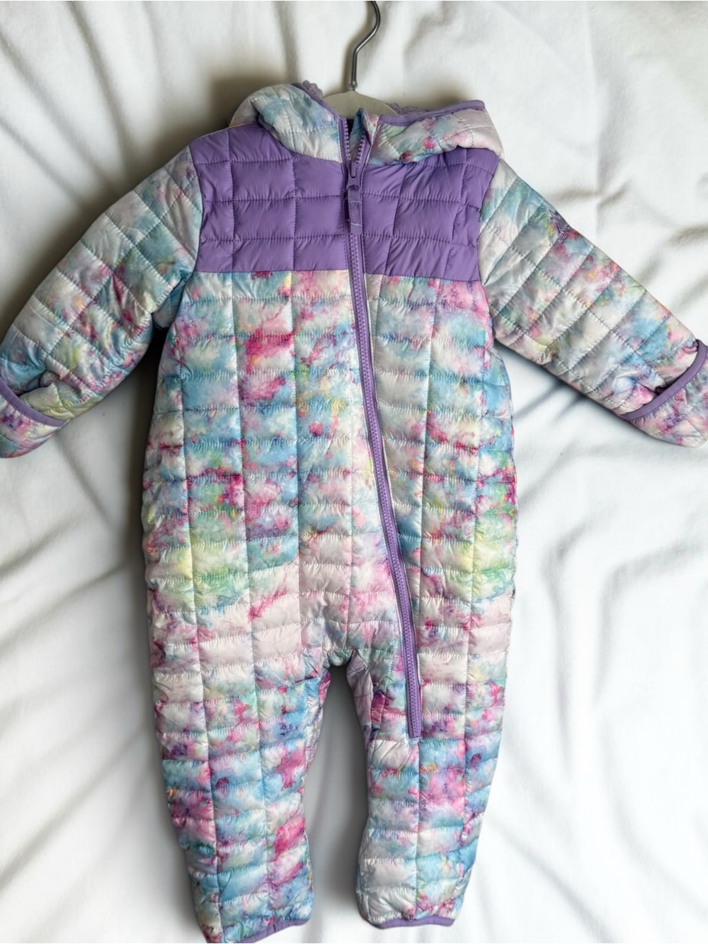 Toddler Quilted One-Piece Snowsuit in Purple Tie-Dye